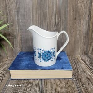 Vintage Engadine Johnson Bros Creamer Pitcher England Blue Folk Art
